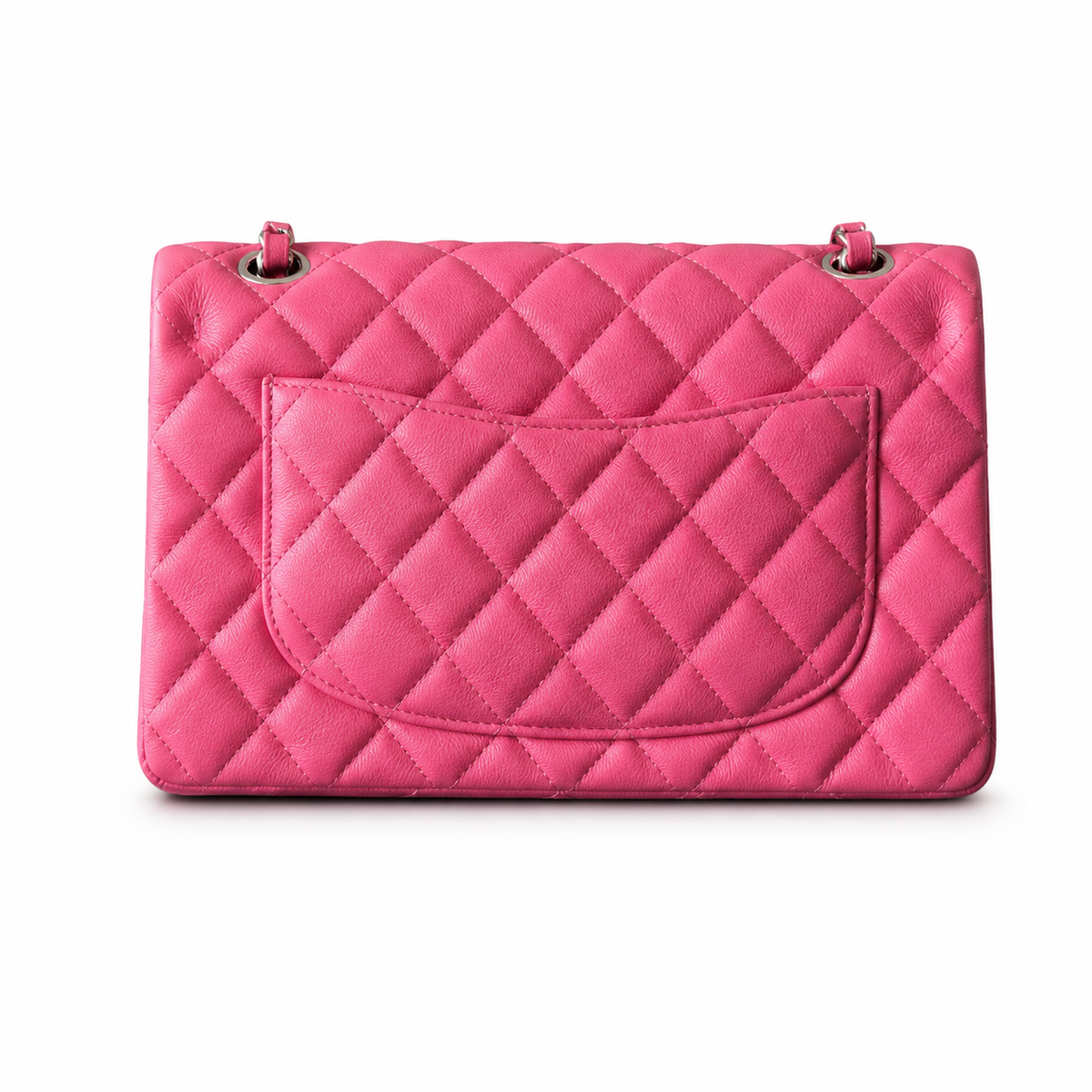 Chanel CC Quilted Lambskin Flap Bag | Hot Pink & Gold Lock — 23cm
