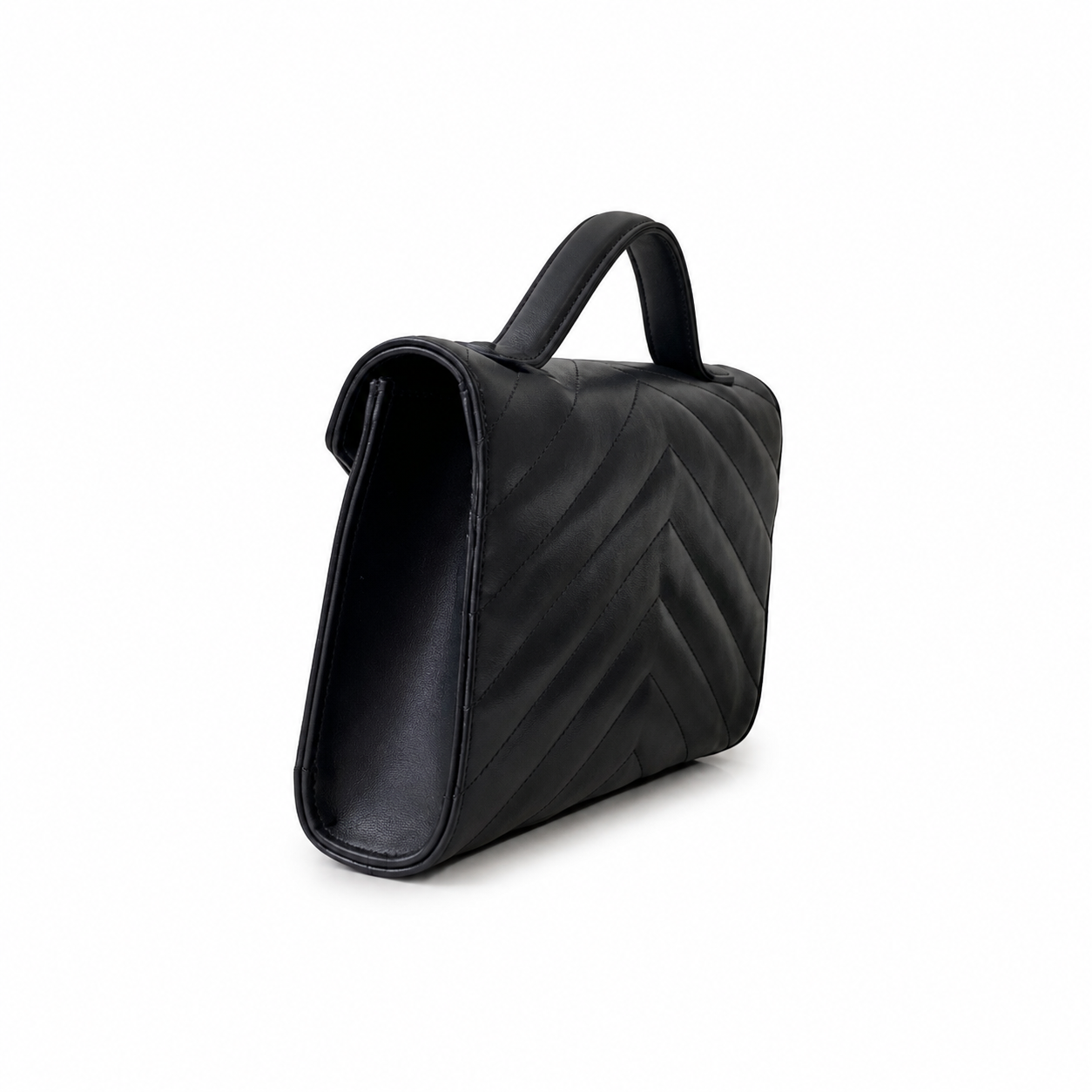 Chanel Black Chevron-Quilted Lambskin Envelope Bag | Gold CC & Deep Red Interior