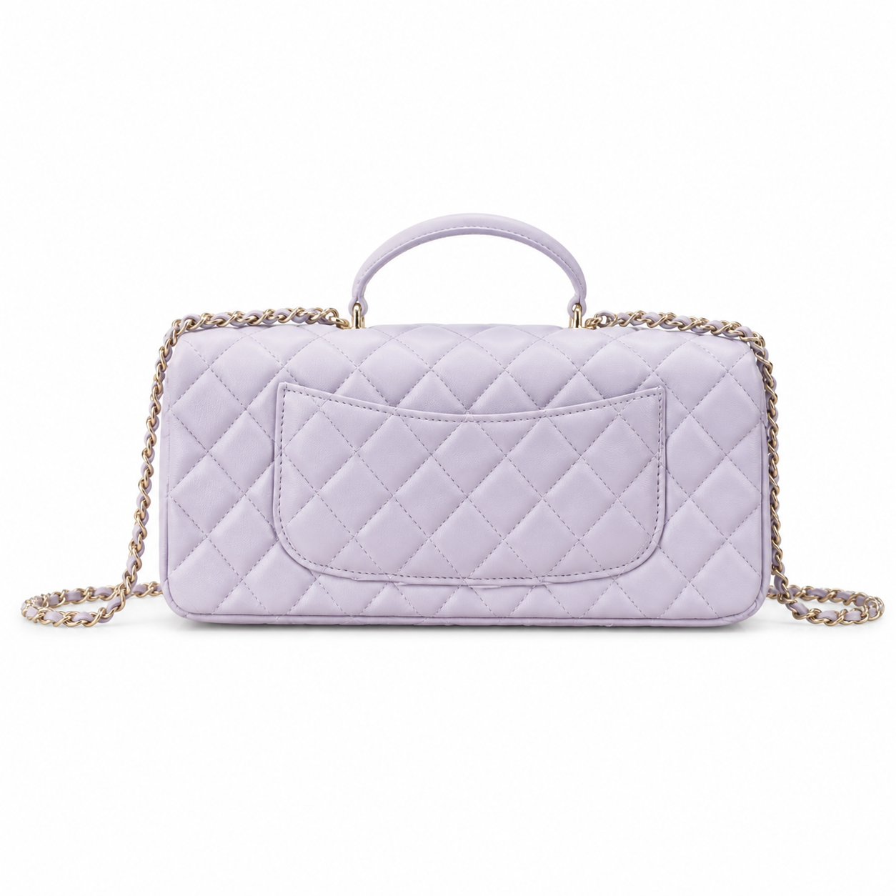 Chanel Pale Lavender Quilted Lambskin Two-Piece Set | Mini Flap & Zip Pouch — 25cm