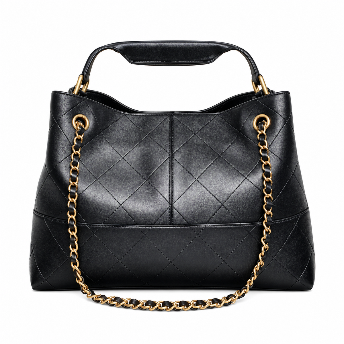 Chanel 24P Quilted Calfskin Hobo Bag Black 24×36×14cm