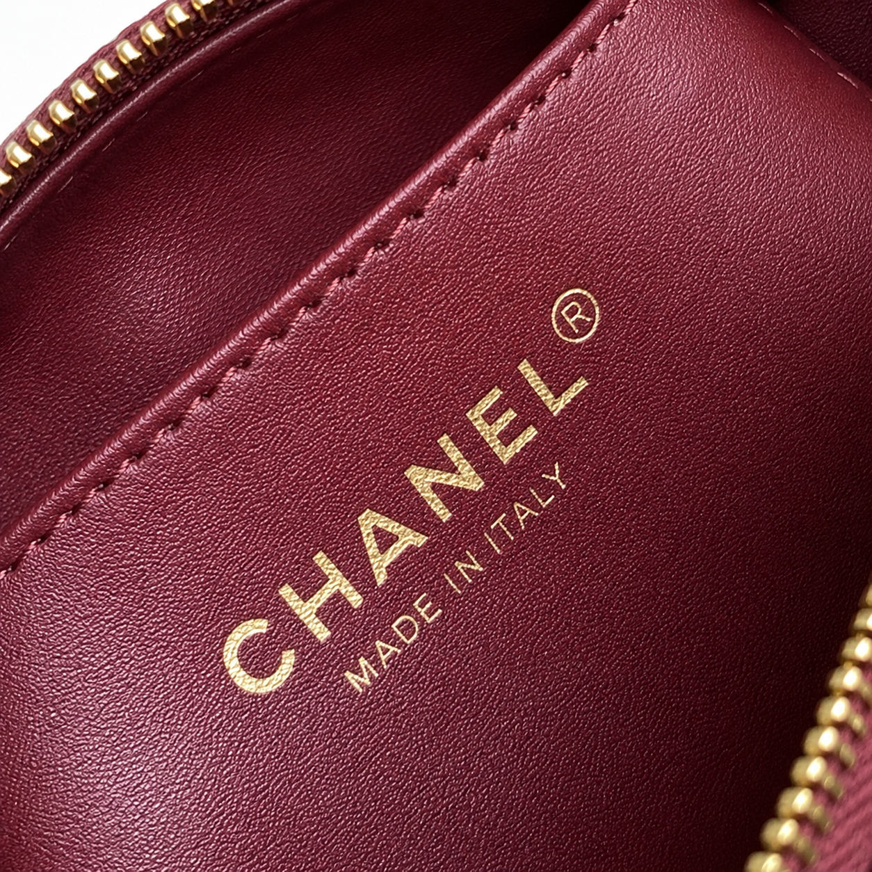 Chanel Cherry Red Croc-Embossed Bowling Bag | Gold CC Badge & Tonal Red Chain