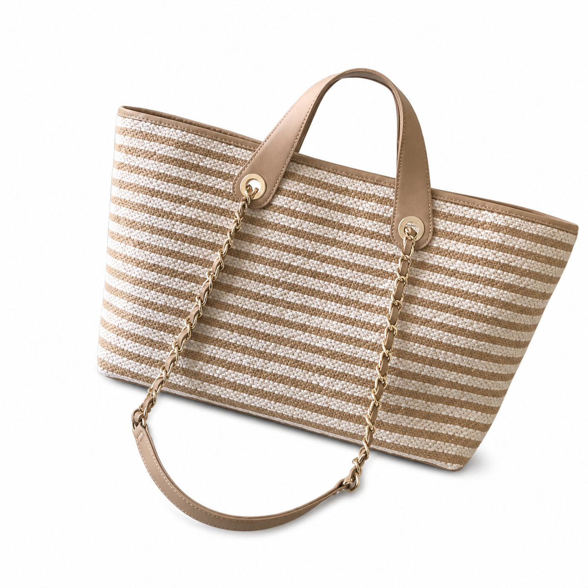 Chanel CC Quilted Wide Tote Bag | Gold Chain Handle — 46cm