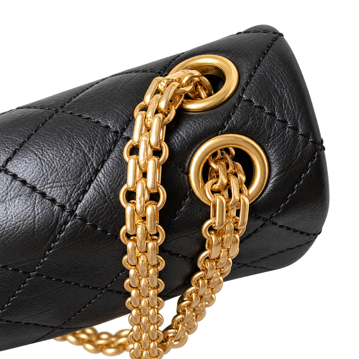 Chanel Black Quilted Caviar Double Flap Bag | Gold CC Plaque & Dual Gold Chain