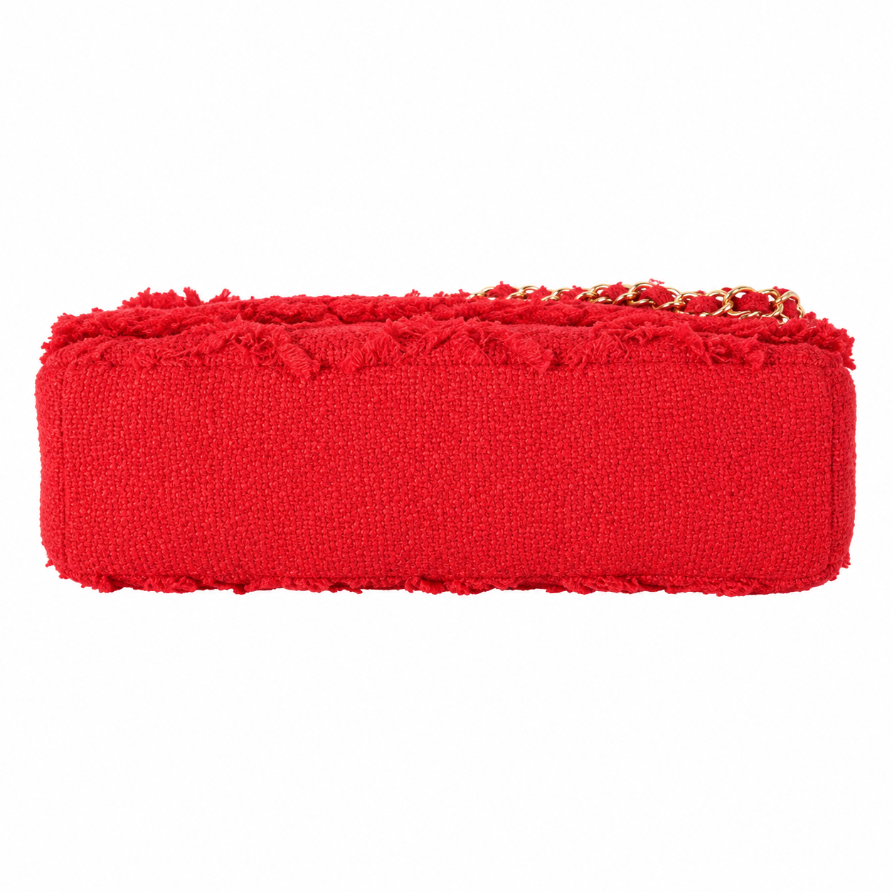 Chanel Large Quilted Tweed Flap Bag Red Gold 38cm