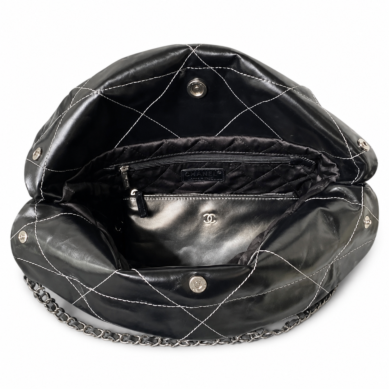 Chanel Classic Quilted Tote Bag | CC Hardware Leather Chain Strap — 35x37cm