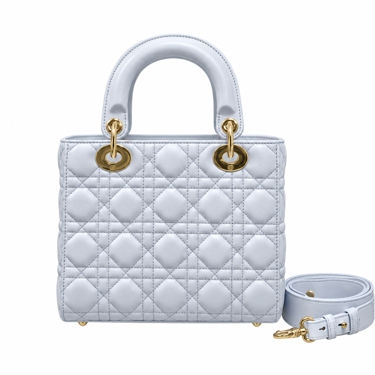 Dior Cannage Quilted Polished Top Handle Bag 20cm