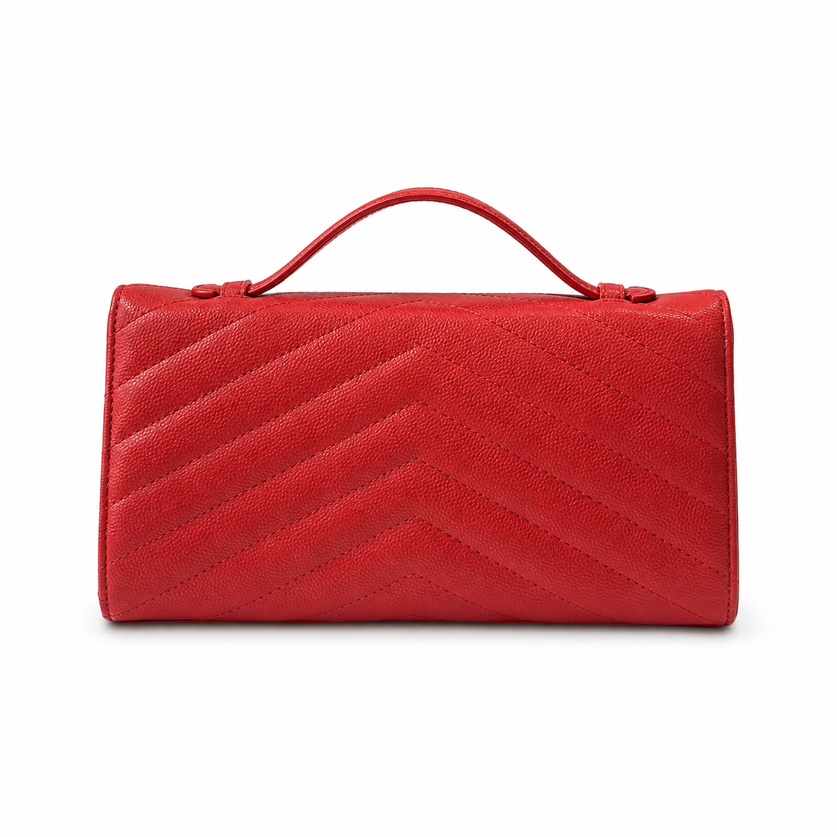 Chanel Scarlet Red Chevron-Quilted Lambskin Envelope Bag | Gold Snap & Black Interior