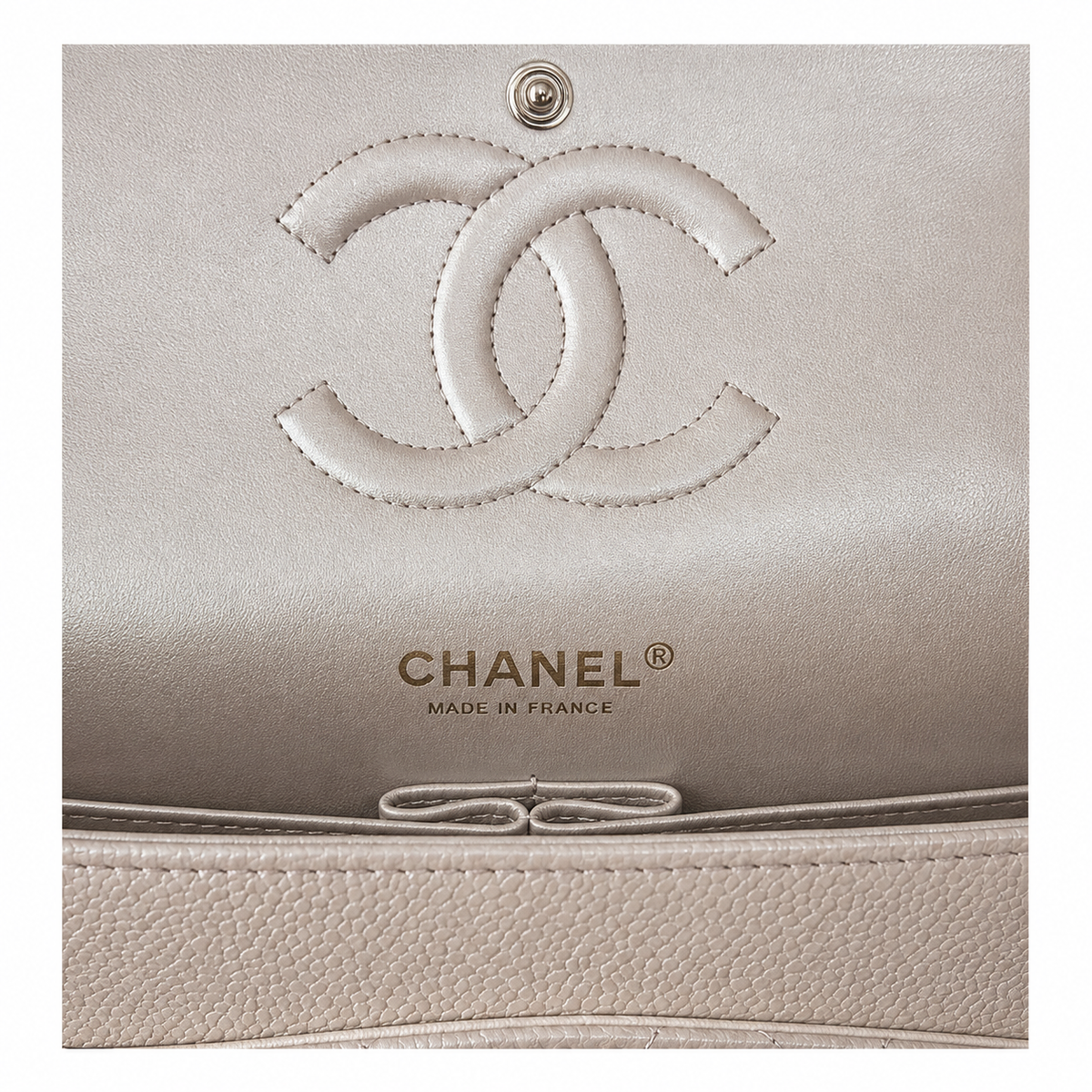 Chanel Ivory Lambskin Classic Medium Double Flap Bag | Silver CC Turn-Lock & Silver Chain