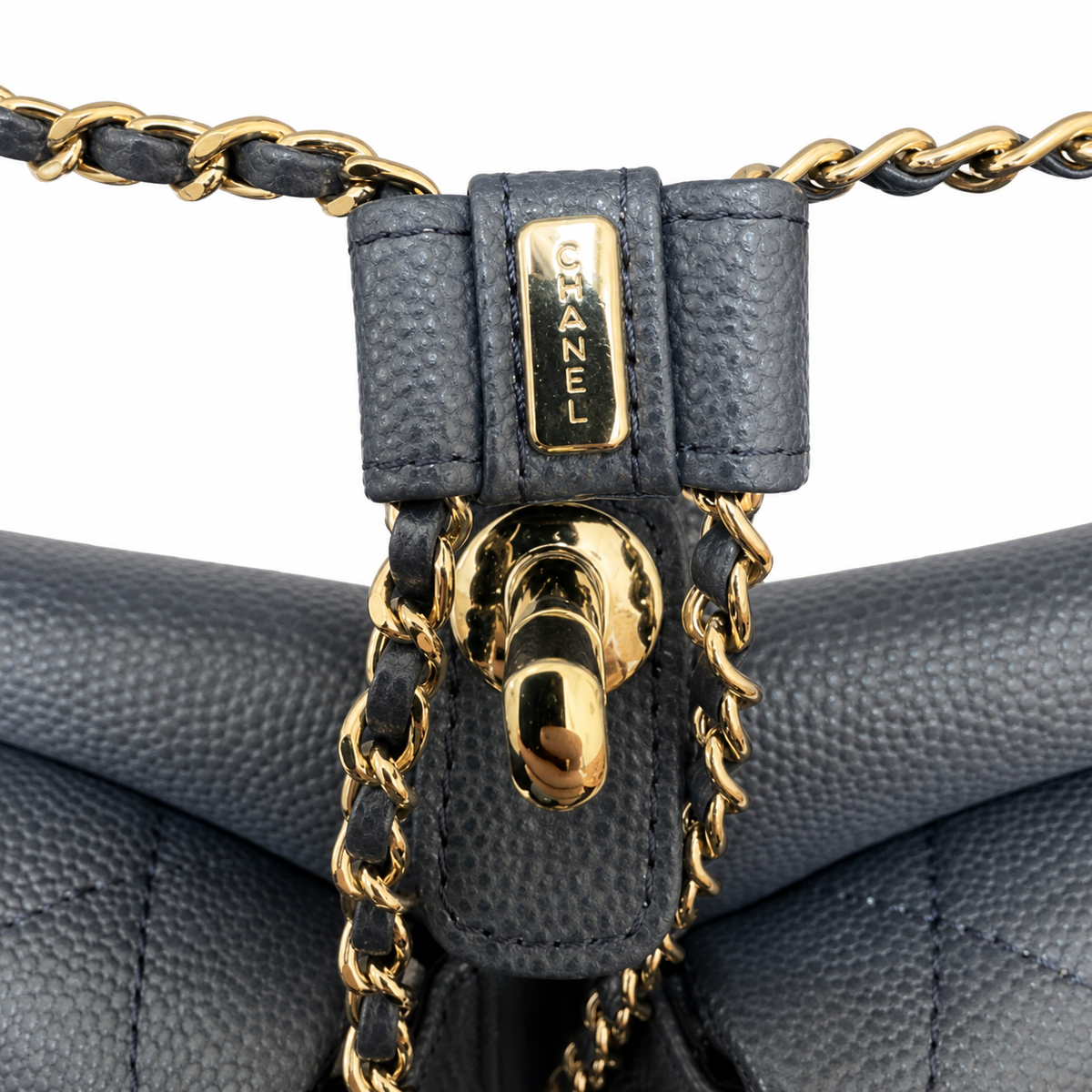 Chanel Duma Caviar Backpack | CC Turn-Lock Gold Chain Black — 20.5x20cm