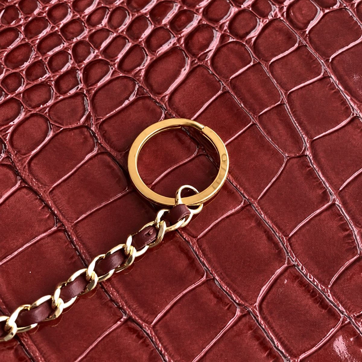 Chanel Burgundy Red Croc-Embossed Large Shopping Tote | Gold CC Turn-Lock & Tonal Handles
