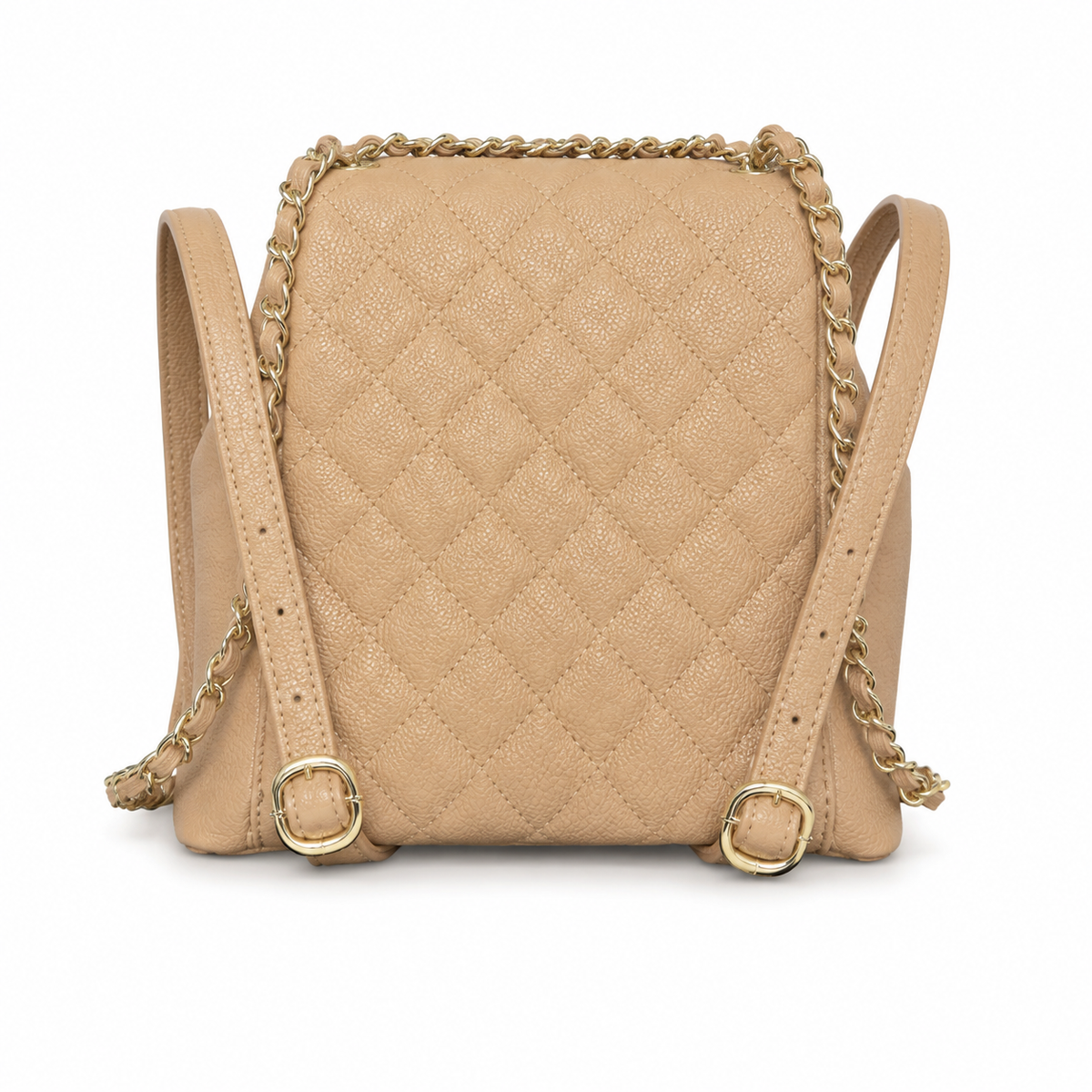 Chanel Duma Suede Quilted Backpack | CC Turn-Lock Gold Chain Camel Beige — 20.5x20cm