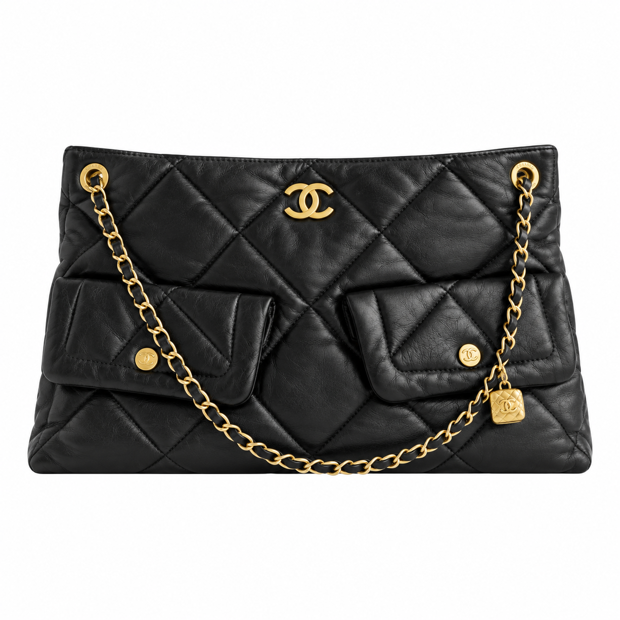 Chanel Quilted Soft Leather Large Tote Black 26×38×11cm