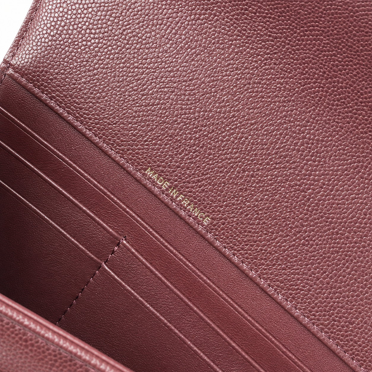 Chanel Dark Burgundy Diamond-Quilted Grained Leather Elongated Flap Bag | Top Handle & Gold Chain
