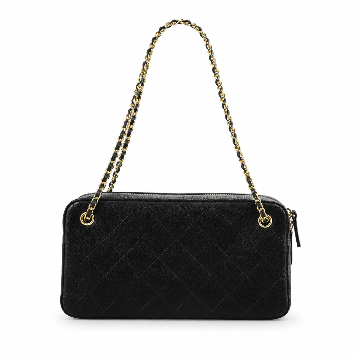 Chanel Black Suede Quilted Camera Bag | CC Turn-Lock Front Pocket, Top Zip & Gold Chain