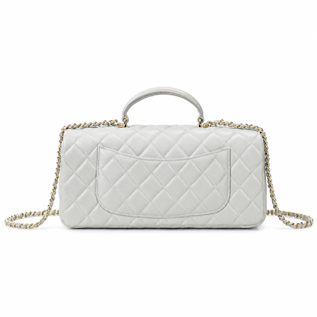 Chanel White Large Diamond-Quilted Lambskin Flap Bag | Crystal CC Turn-Lock & Tonal White Chain