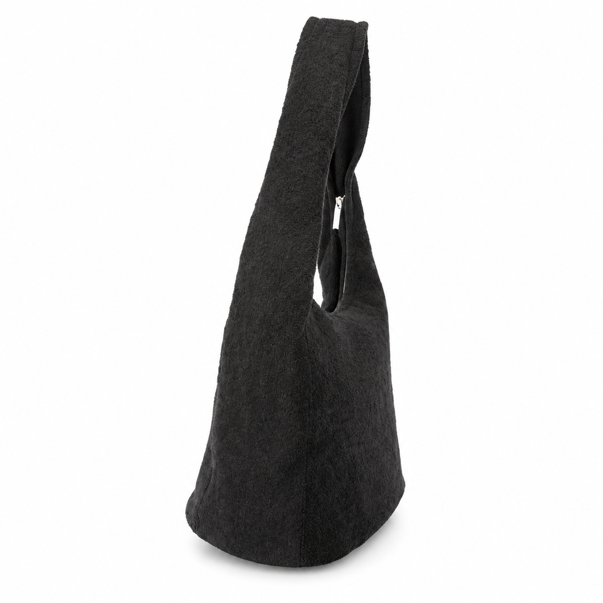 Chanel Black Terry Cloth Hobo Bag | Tonal CC Embroidery & No Hardware