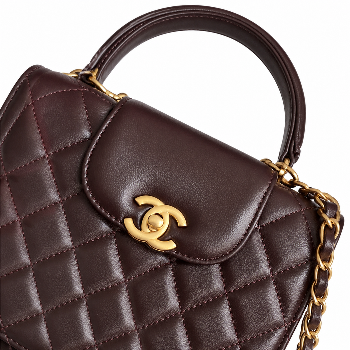 Chanel Classic Quilted Mini Flap Bag | CC Turn-Lock Leather Chain Strap — 13x19cm