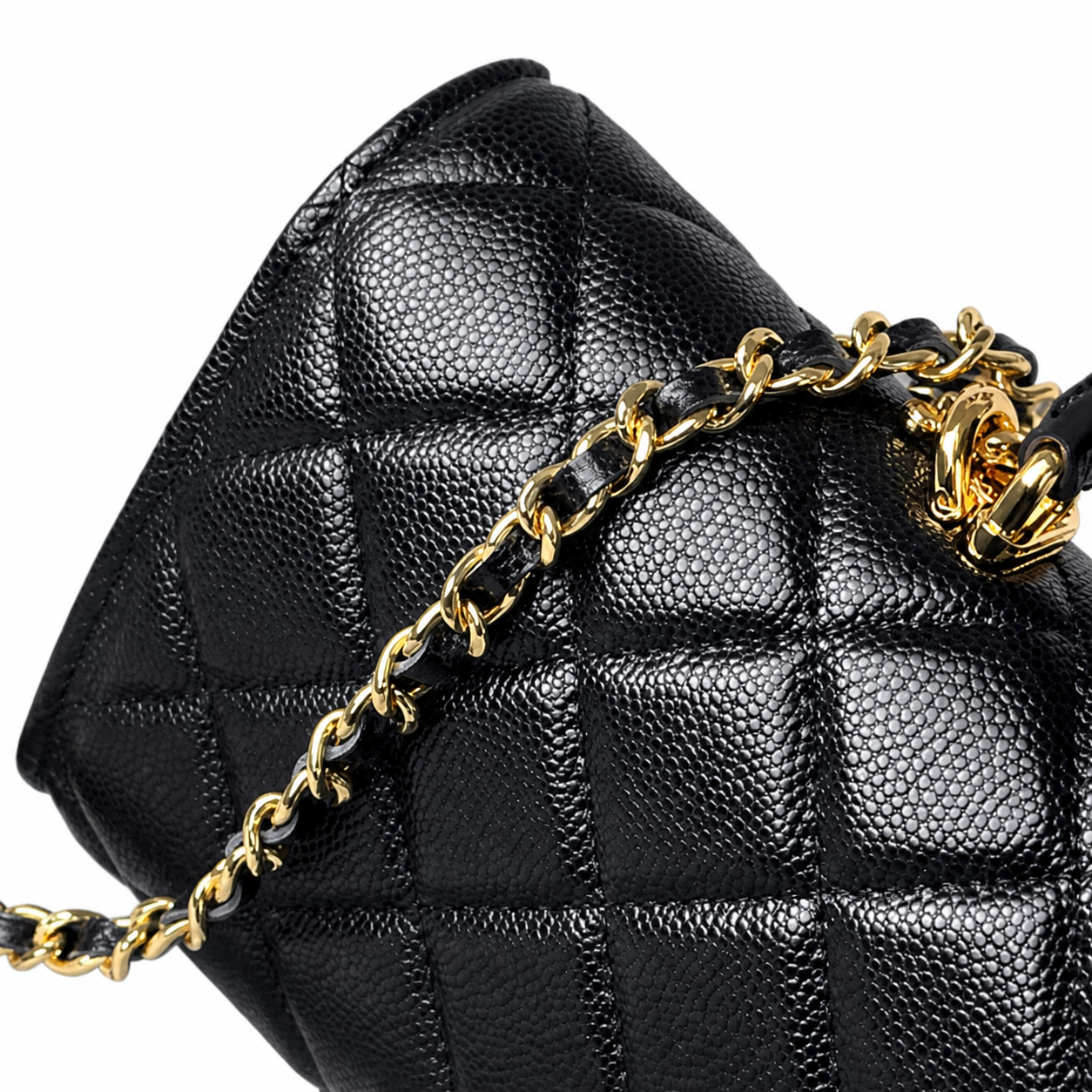 Chanel Black Vintage-Effect Diamond-Quilted Lambskin Elongated Flap Bag | Top Handle & Tonal Chain