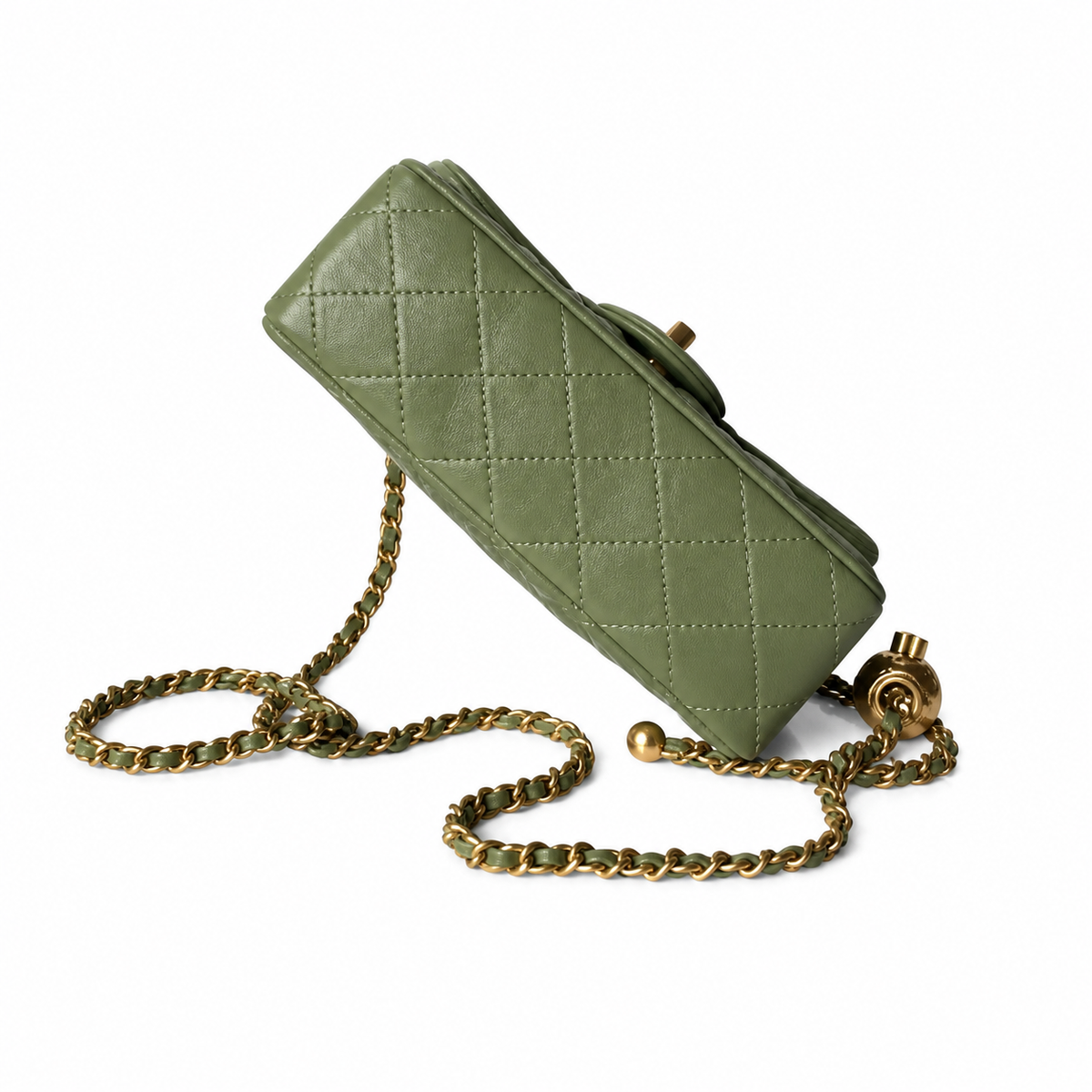 Chanel Classic Quilted Mini Flap Bag | CC Turn-Lock Leather Chain Strap — 20cm White