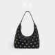 Studded Black Leather Shoulder Bag