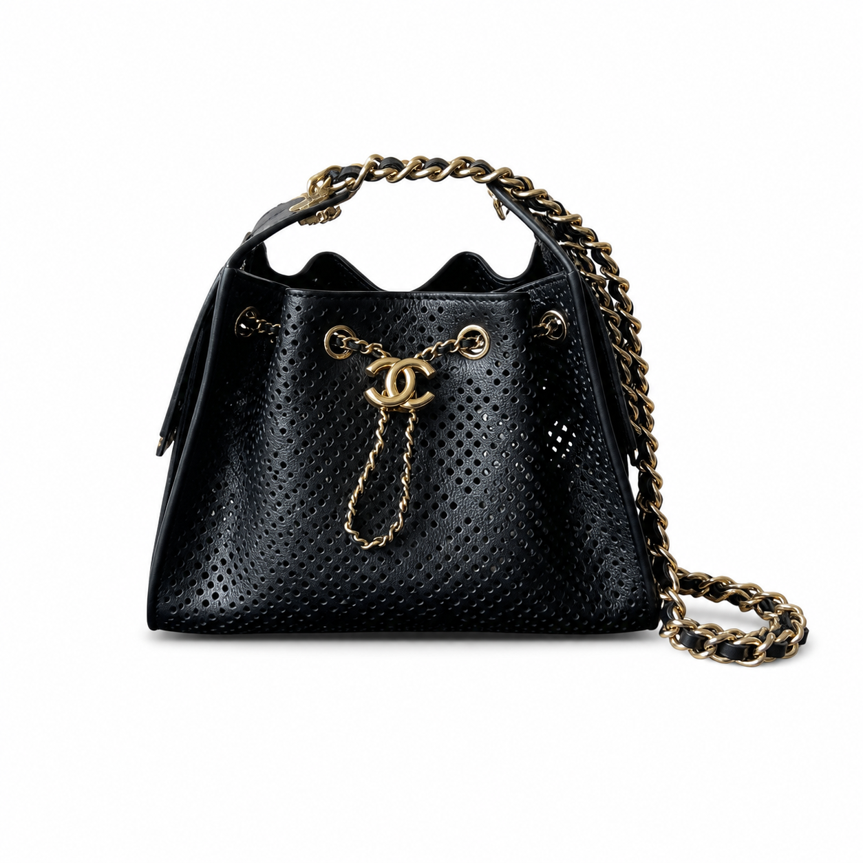 Chanel Classic Quilted Medium Top Handle Handbag | CC Turn-Lock Chain Strap — 20cm