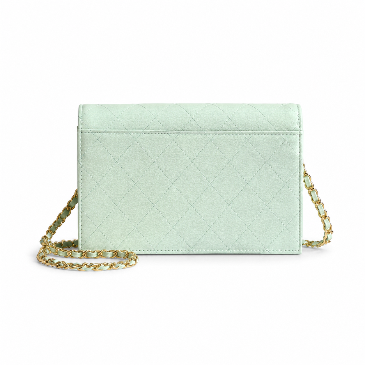 Chanel Mint Green Lambskin WOC | Tone-on-Tone CC & Gold Chain — 19cm