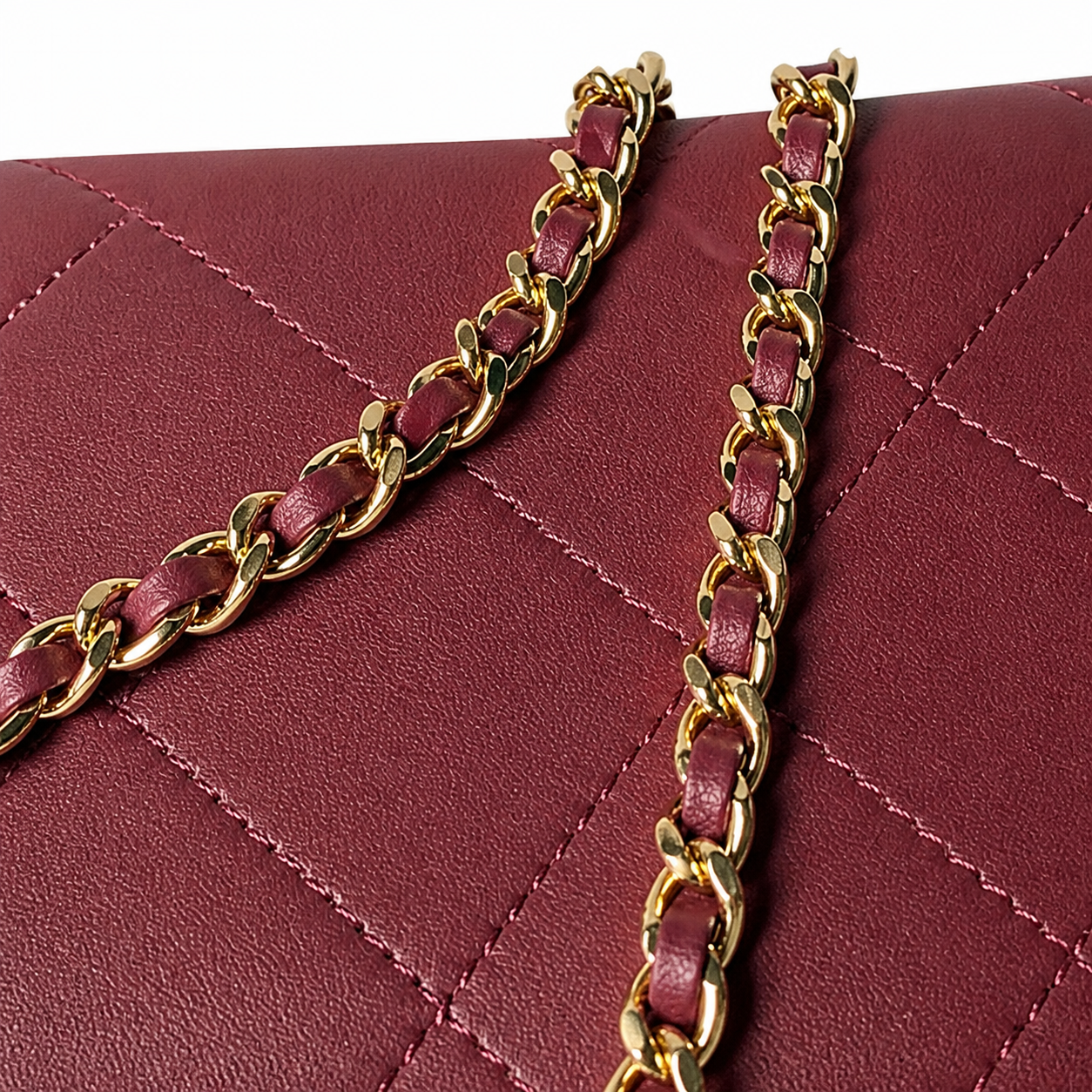 Chanel Burgundy Quilted Lambskin Top Handle Crossbody | Gold CC & CHANEL Tag — 23cm