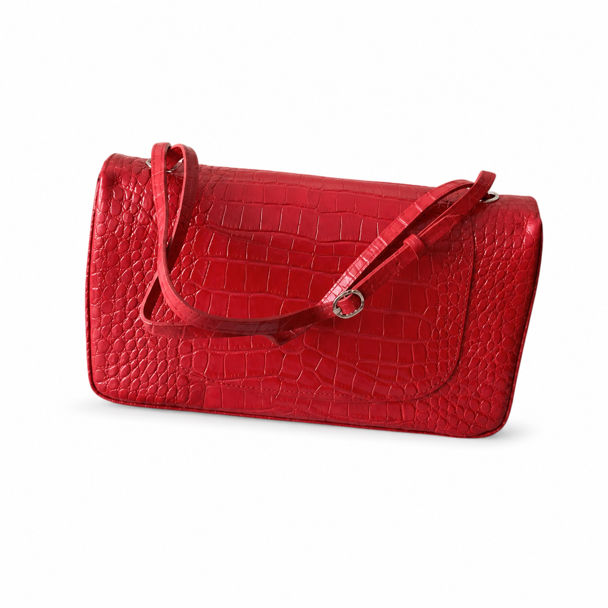Chanel Business Affinity Bag Vivid Red Crocodile-Embossed Leather | Silver CC — 32cm