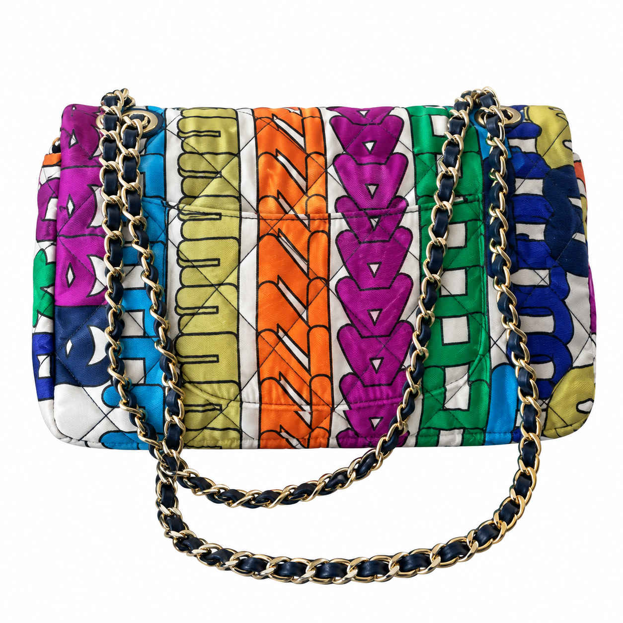 Chanel Multicolor Silk Print Quilted Classic Double Flap Bag 24.5cm