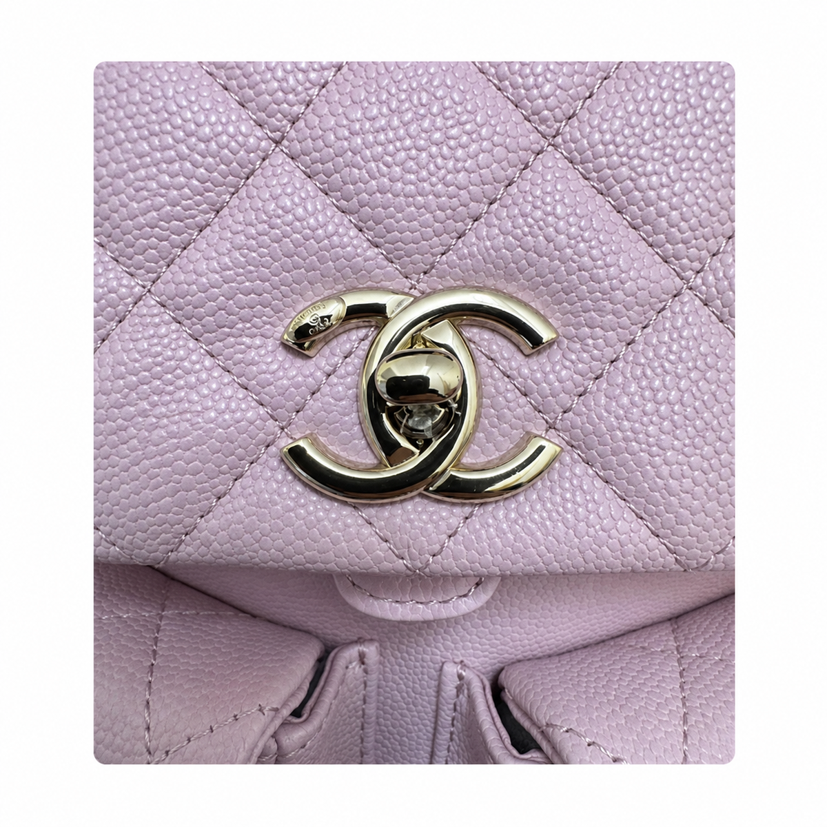 Chanel Duma Caviar Backpack | CC Turn-Lock Gold Chain Lavender — 20.5x20cm