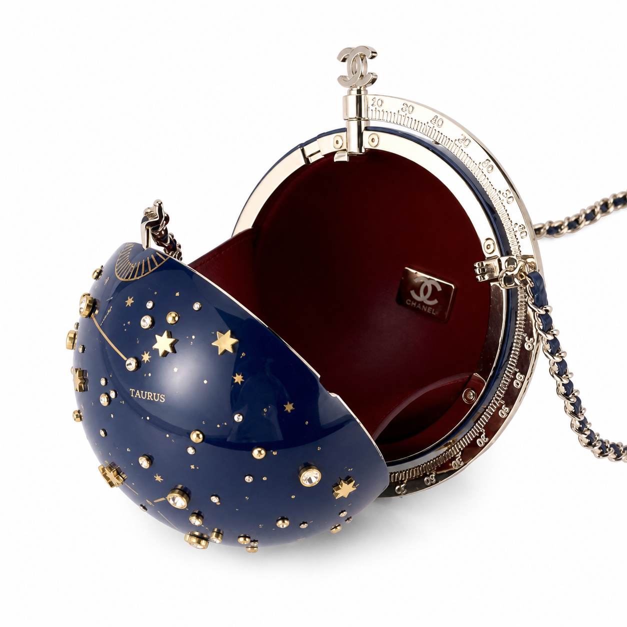 Chanel CC Taurus Constellation Egg Minaudiere | Navy & Gold Star Map