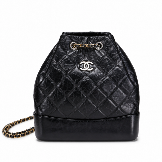CC Gabrielle Quilted Aged Calfskin Backpack – Black, Mixed Hardware & Chain Straps