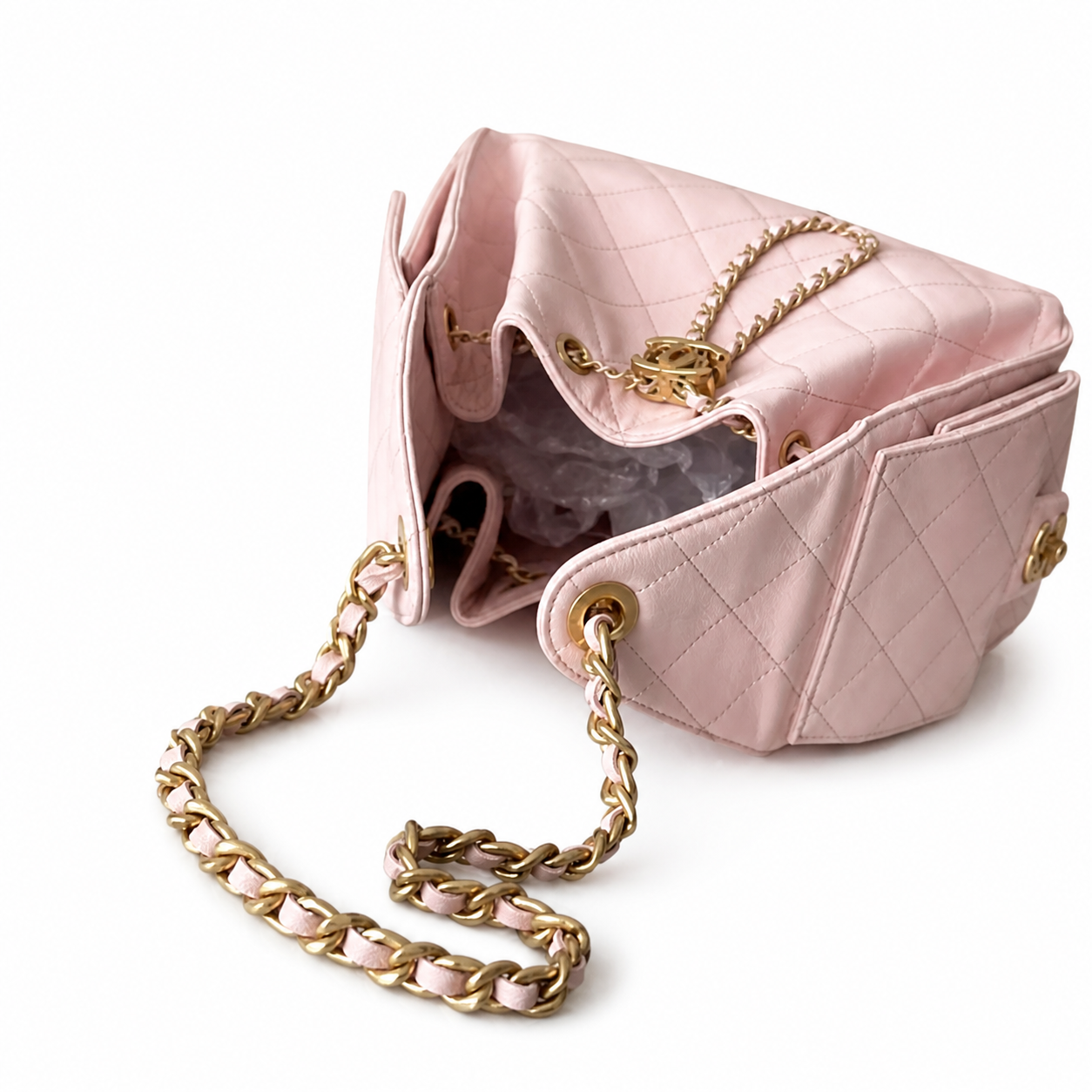 Chanel Classic Quilted Handbag | CC Turn-Lock Rigid Top Handle Chain Strap — 30x26cm