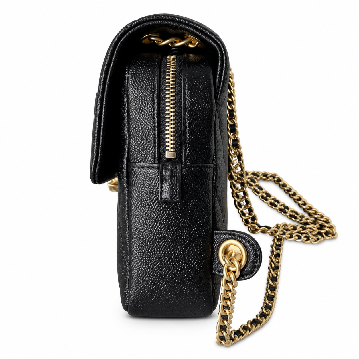 Chanel Classic Quilted Backpack Black Caviar Leather | Gold CC Chain Straps — 20cm