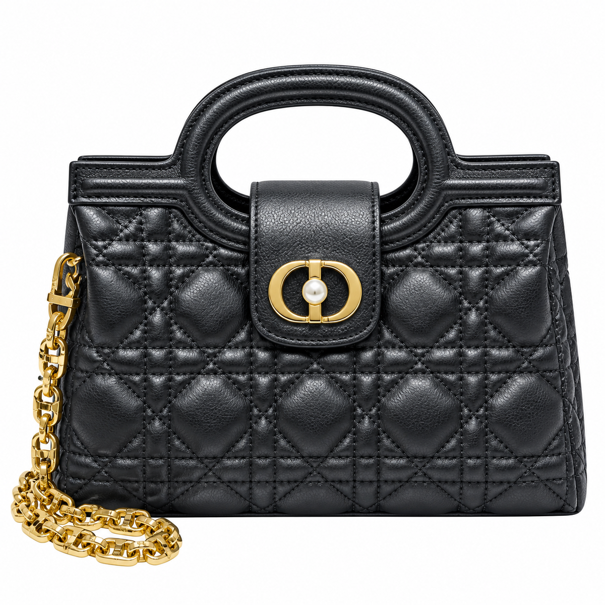 Dior Cannage Quilted Structured Top Handle Bag 18.5cm