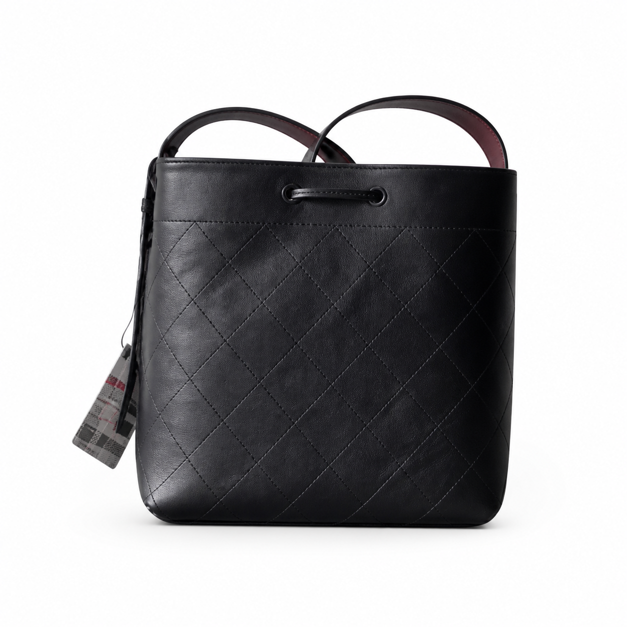 Chanel Bucket Bag Black Quilted Lambskin | Gold CC Drawstring & Mauve Interior — 23cm