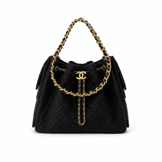 Chanel Classic Quilted Handbag | CC Turn-Lock Rigid Top Handle Chain Strap — 30x26cm