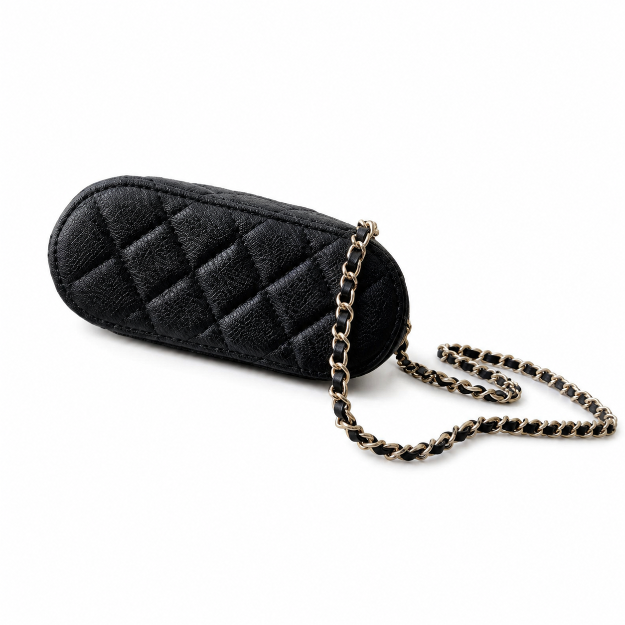 Chanel Black Caviar Quilted Mini Bucket Bag | Gold CC Logo, Silver Chain & Round Caviar Top Handle