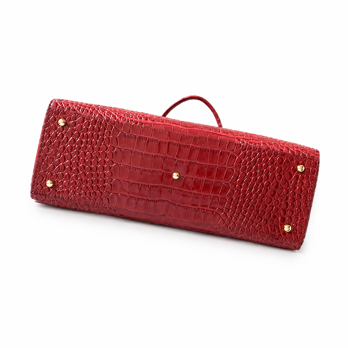 Chanel Burgundy Red Croc-Embossed Large Shopping Tote | Gold CC Turn-Lock & Tonal Handles