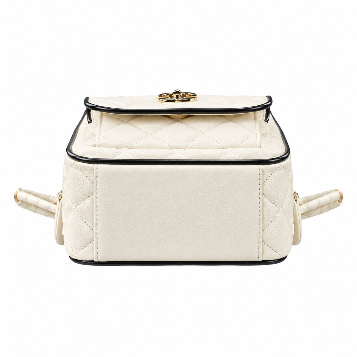 Chanel Quilted Lambskin Mini Backpack Ivory Black Border 18×13×9cm
