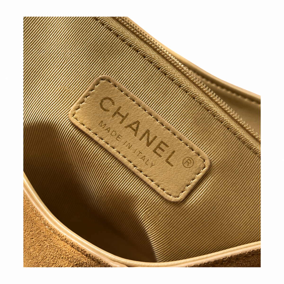 Chanel Quilted Suede Shoulder Hobo Bag Caramel 33×26×14cm