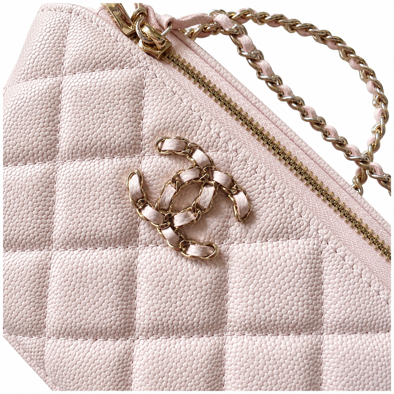 Chanel Pink Quilted Caviar Vanity Box Bag | Built-In Mirror & Silver Chain