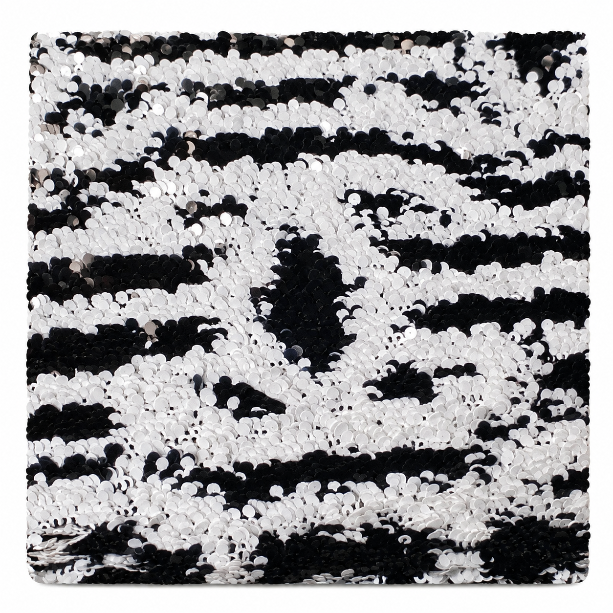 Chanel Black & White Zebra-Print Oversized Sequin Flap Bag | Square Gunmetal CC Turn-Lock & Black Leather Chain