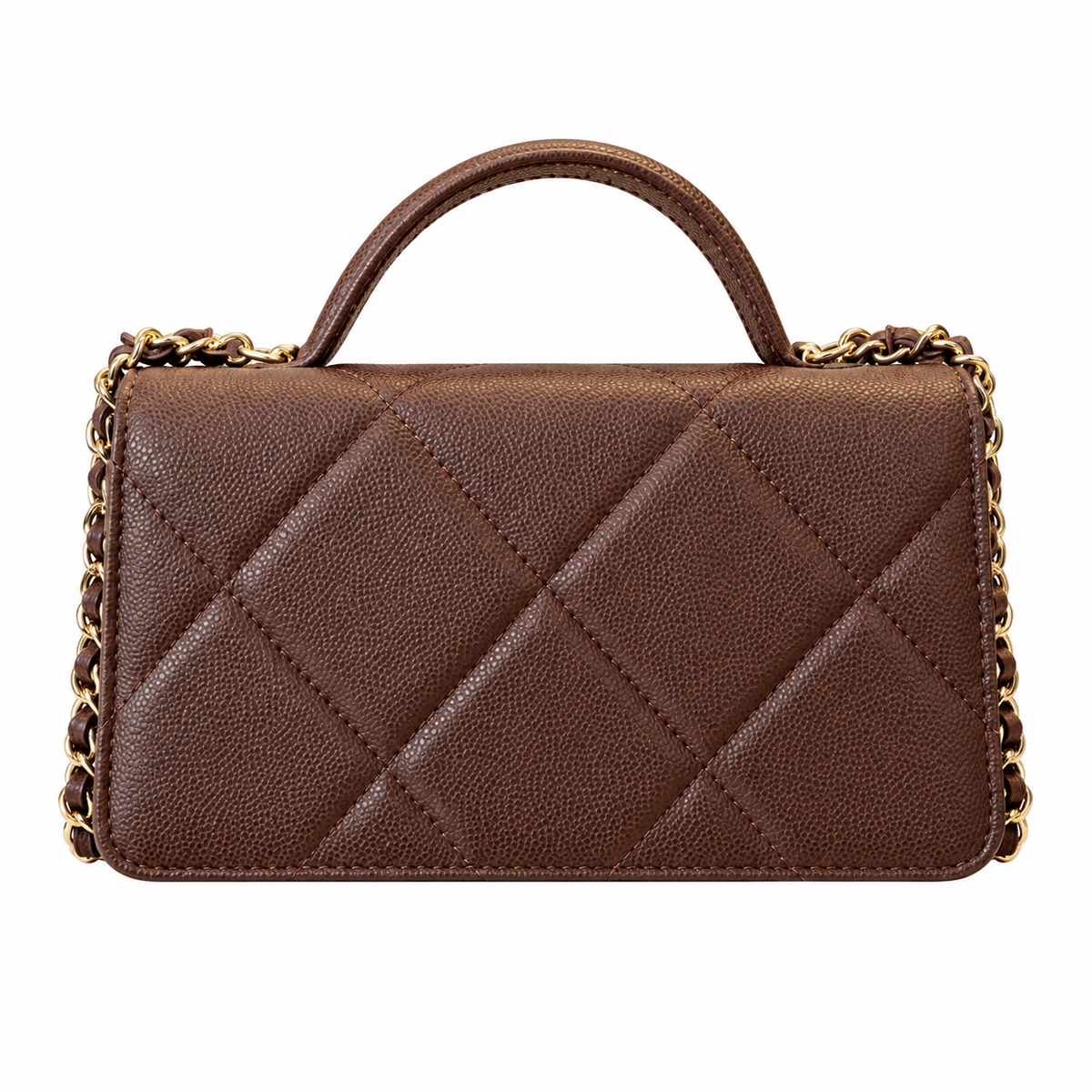 Chanel Trendy CC Quilted Caviar Top Handle WOC Dark Brown 19cm