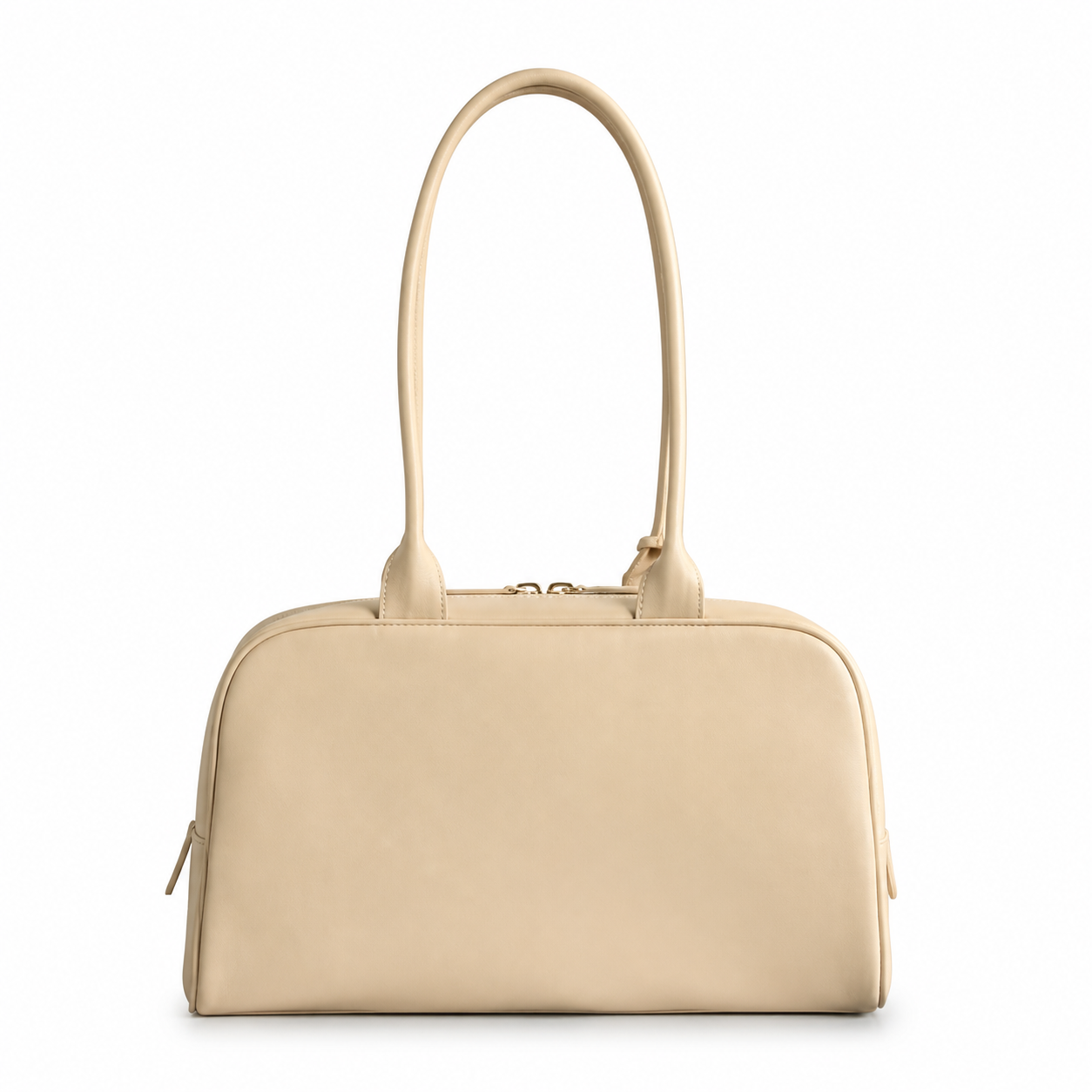 Chanel Bowling Bag Cream Ivory Smooth Lambskin | Gold CC Logo & CC Charm Ball — 29cm