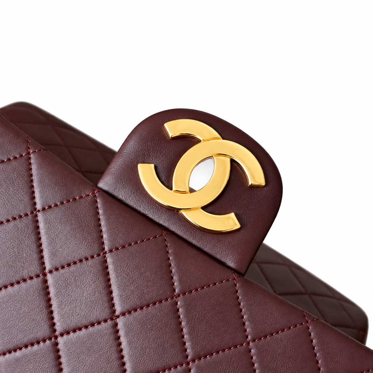 Chanel Quilted Lambskin CC Turn-Lock Backpack Burgundy Gold 28cm