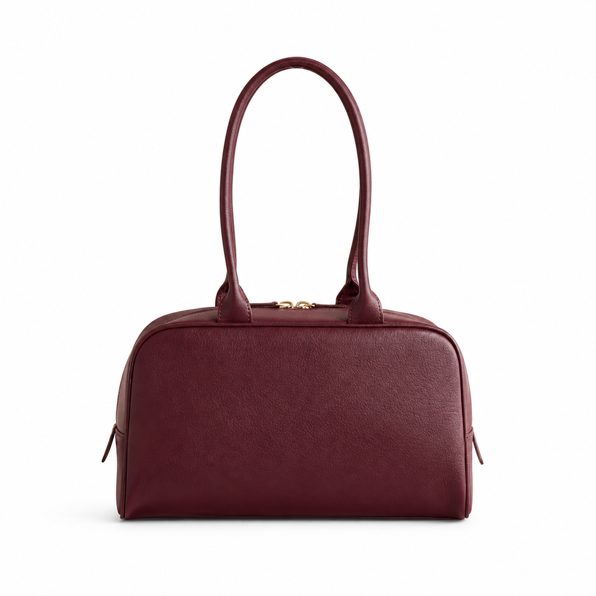 Chanel Bowling Bag Burgundy Embossed Lambskin | Logo-Minimal & Cream Interior — 29cm