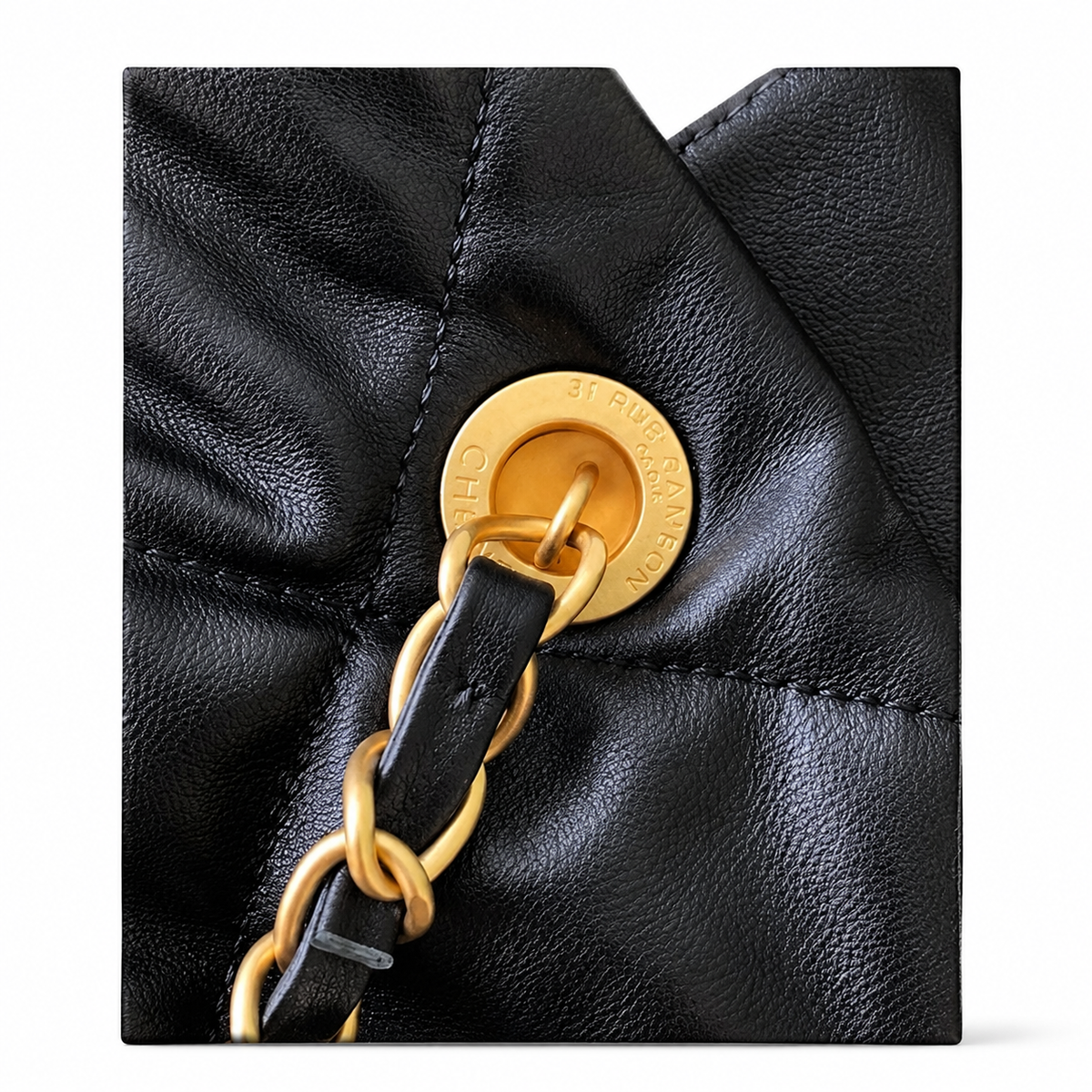 Chanel 31 Rue Cambon Quilted Shopping Bag | Gold Medal Chain Black — 29x38cm