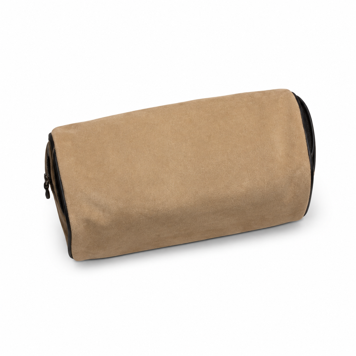 Chanel Camel Suede Barrel Bag | Black CC Appliqué & Black Leather Trim