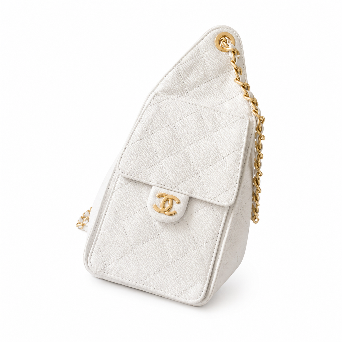 Chanel Classic Quilted Handbag | CC Turn-Lock Rigid Top Handle Chain Strap — 26x30cm